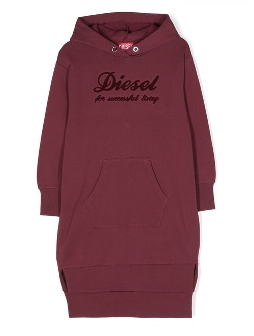 Diesel Kids logo-embossed cotton hooded dress