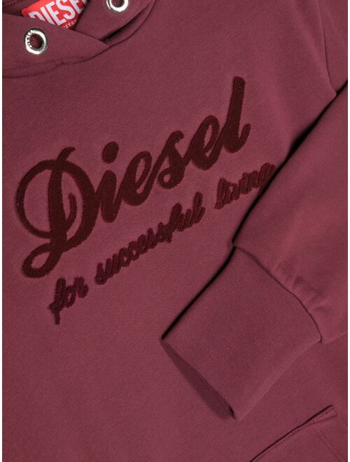 Diesel Kids logo-embossed cotton hooded dress