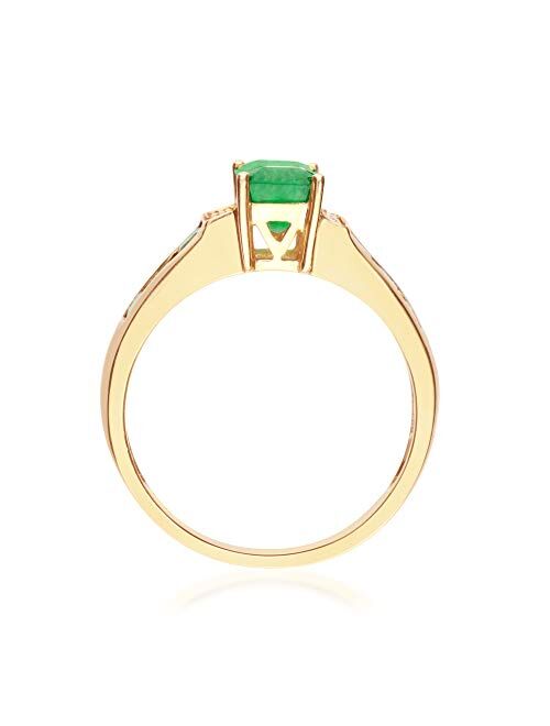 Gin & Grace 10K Yellow Gold Natural Zambian Emerald Ring with Natural Diamonds for women | Ethically, authentically & organically sourced Emerald-Shape & Square-Cut Emera