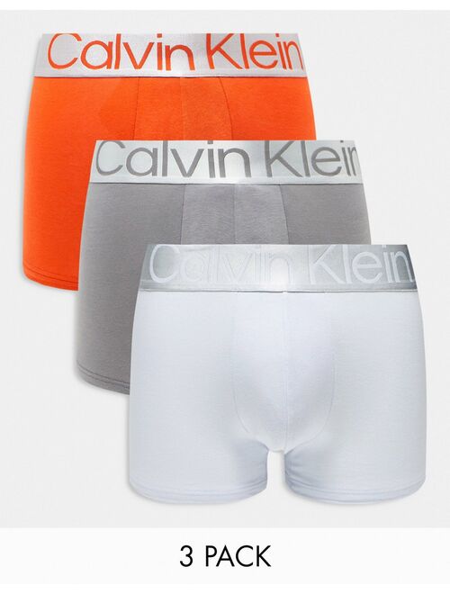 Calvin Klein Steel 3-pack trunks in blue, gray and orange