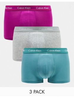 3-pack low rise briefs in purple, gray and green