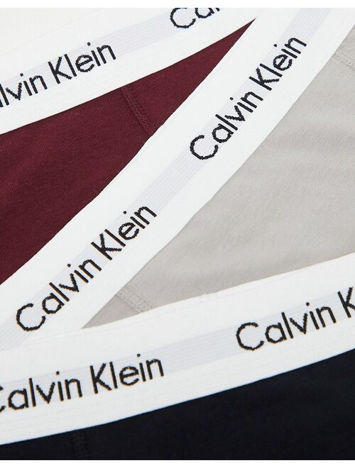 Calvin Klein 3-pack trunks in black, gray and burgundy