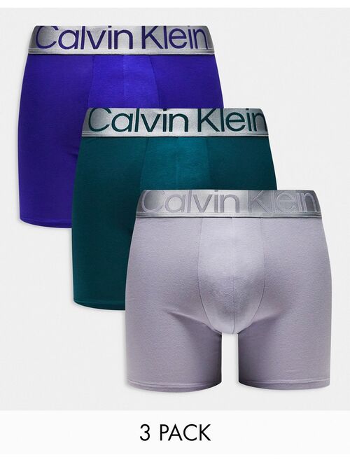 Calvin Klein steel 3-pack boxer brief in blue, gray and teal