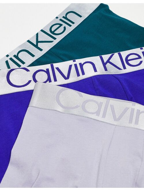 Calvin Klein steel 3-pack boxer brief in blue, gray and teal