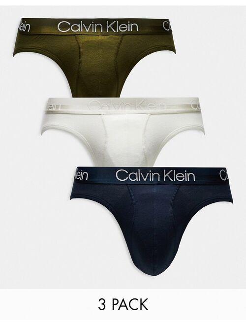 Calvin Klein 3-pack briefs in navy, khaki and off-white