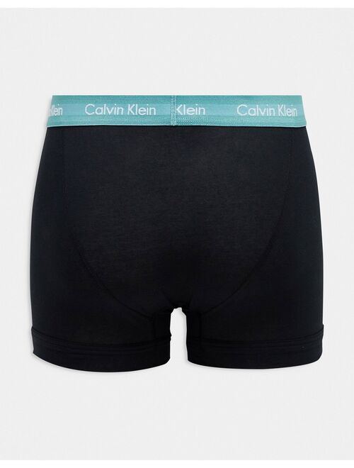 Calvin Klein 3-pack trunks with colored waistband in black