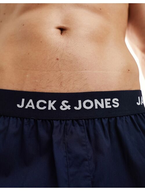 Jack & Jones 2 pack woven trunks in navy & stripe