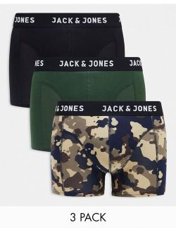 3 pack trunks in camo black and green