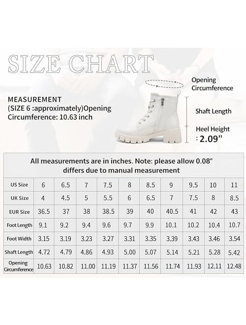 Vepose Women's 9626 Combat Ankle Boots, Lace-up Platform Chunky Heel Booties with Side Zipper