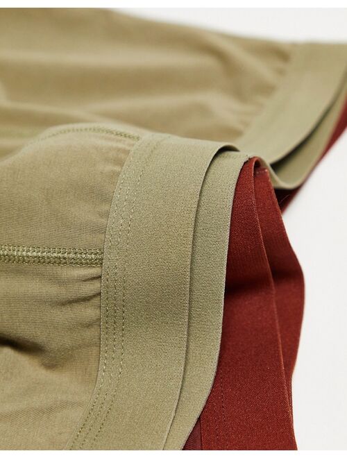 ASOS DESIGN 2-pack trunks in khaki and burgundy