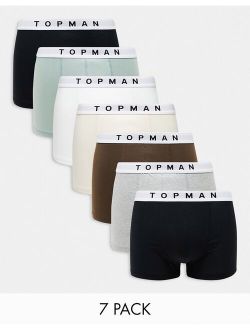 7 pack trunks in black, white, gray heather and neutrals