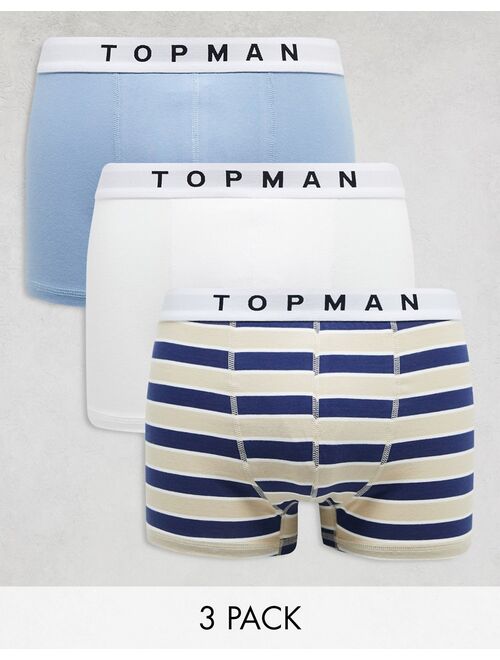 Topman 3 pack trunks in blue, white and navy stripe