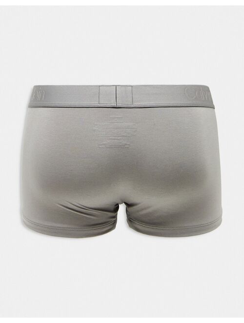 Calvin Klein CK Black 3-pack low rise trunks in gray, white and burgundy