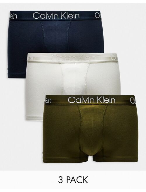 Calvin Klein 3-pack trunks in navy, gray and khaki