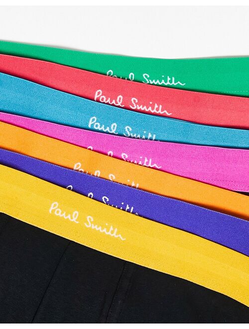 Paul Smith 7 pack color waistband trunks in black