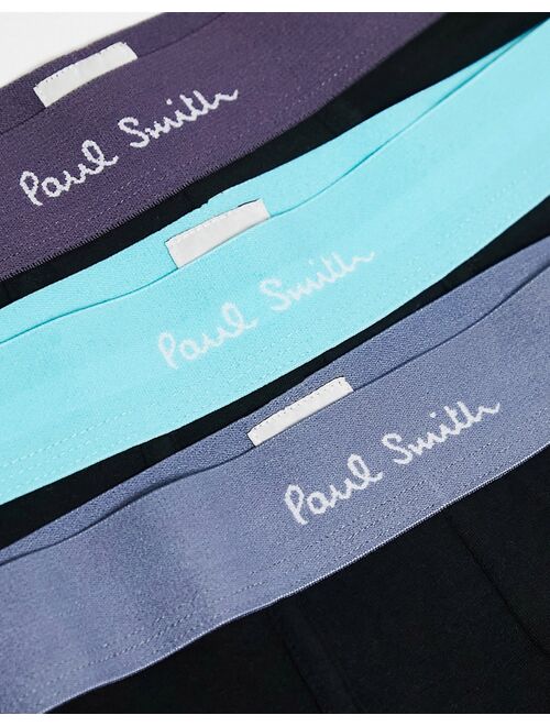 Paul Smith 3 pack color waistband trunks in black