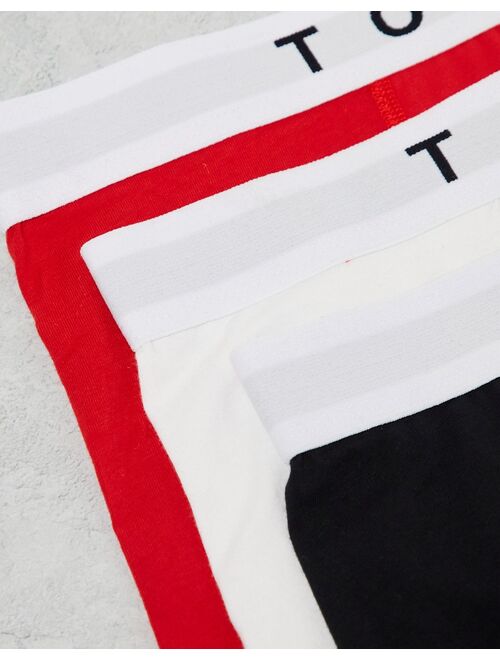 Topman 3 pack briefs in black, white and red