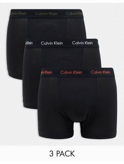 cotton stretch 3-pack trunks in black