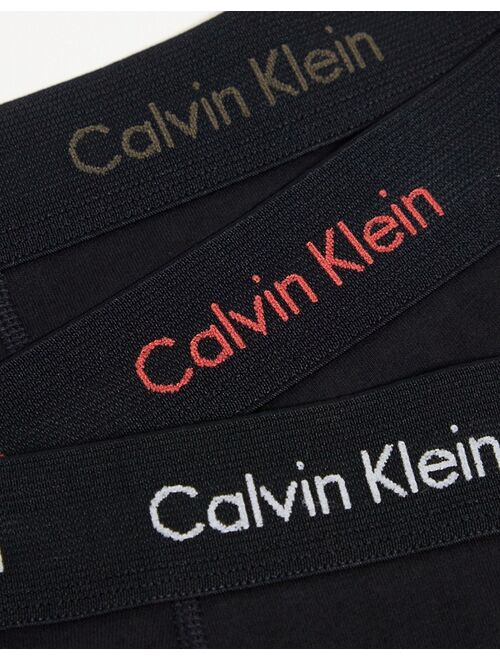 Calvin Klein cotton stretch 3-pack trunks in black