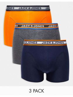 3 pack trunks in orange/navy/gray