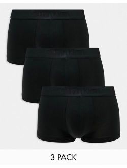 CK Black 3-pack low rise trunks in black