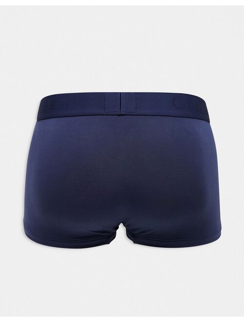 Calvin Klein CK Black 3-pack low rise trunks in navy, charcoal and black