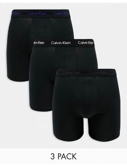 3-pack trunks with contrast logo waistband in black