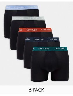 5-pack trunks with colored waistband in black