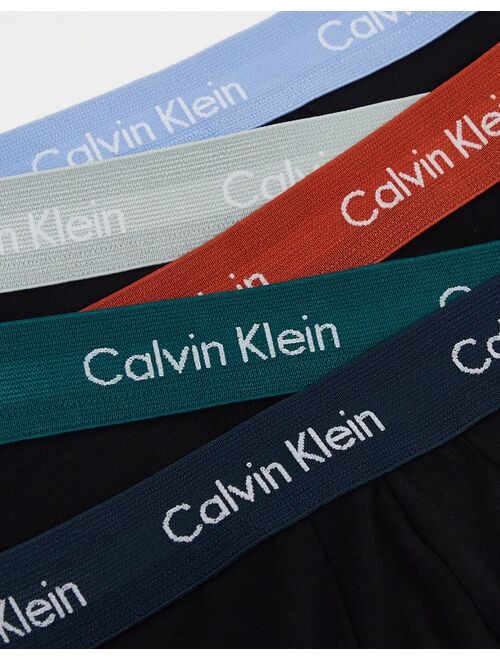 Calvin Klein 5-pack trunks with colored waistband in black