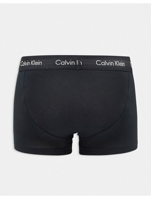 Calvin Klein 3-pack low rise trunks with contrast logo waistband in black