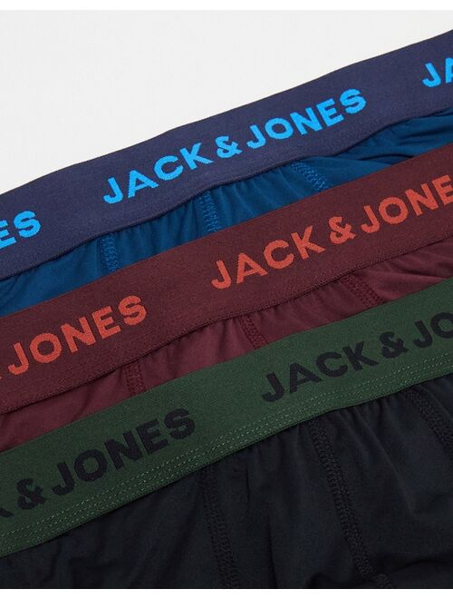 Jack & Jones 3 pack briefs in black red and blue