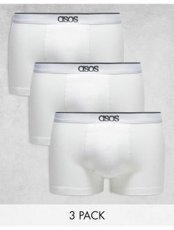 3 pack branded waistband trunks in white