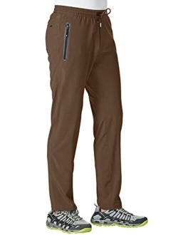 TBMPOY Men's Lightweight Hiking Travel Pants Breathable Athletic Fishing Active Joggers Zipper Pockets