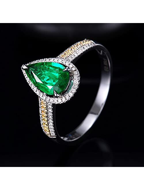 Ayoiow 18K Gold Ring Cleaner with Created Emerald 1ct Teardrop Wedding Bands for Lover