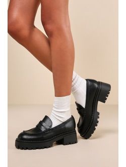 Haruhi Black Chunky Platform Loafers