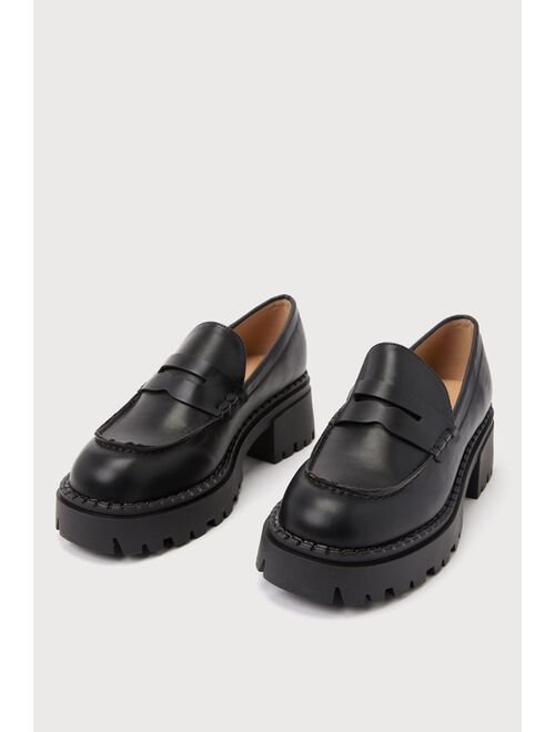 Lulus Haruhi Black Chunky Platform Loafers