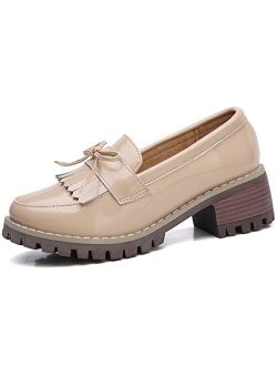 Womens Loafers, Tassel Slip On Platform Chunky Penny Heeled Loafers for Women Dressy and Work, Womens Business Casual Shoes