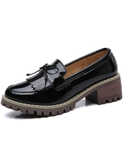 Womens Loafers, Tassel Slip On Platform Chunky Penny Heeled Loafers for Women Dressy and Work, Womens Business Casual Shoes