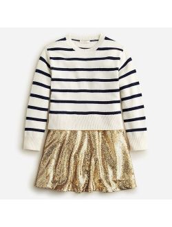 Girls' sweater mixy dress with sequins
