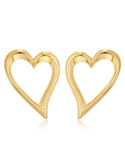 WOWORAMA Gold Heart Earrings for Women Vintage Love Heart Dangle Earrings Double Heart Drop Earings Matte Gold Statement Earrings Valentines Day Gifts