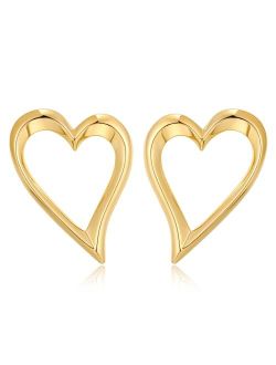 WOWORAMA Gold Heart Earrings for Women Vintage Love Heart Dangle Earrings Double Heart Drop Earings Matte Gold Statement Earrings Valentines Day Gifts