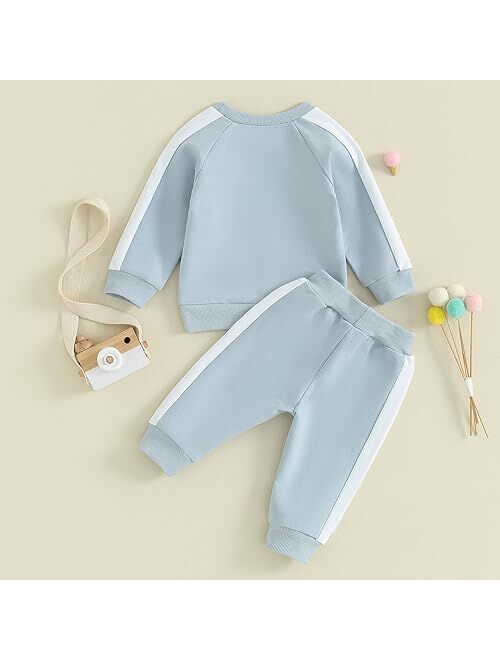 Sejardin Toddler Baby Girl Fall Winter Outfit Contrast Color Long Sleeve Sweatshirts Stretch Pants Newborn Girl Clothes Set