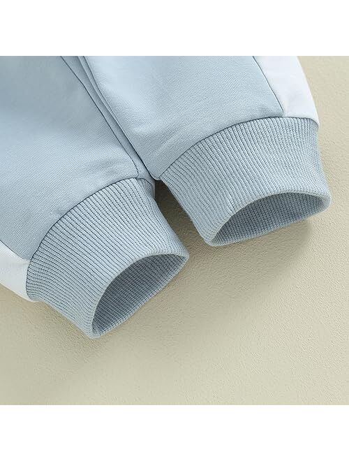 Sejardin Toddler Baby Girl Fall Winter Outfit Contrast Color Long Sleeve Sweatshirts Stretch Pants Newborn Girl Clothes Set