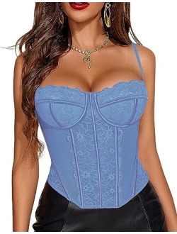 Lace Corset Top Corset Tops for Women Sexy Bustier Tops for Women Going Out Vintage Spaghetti Strap Party