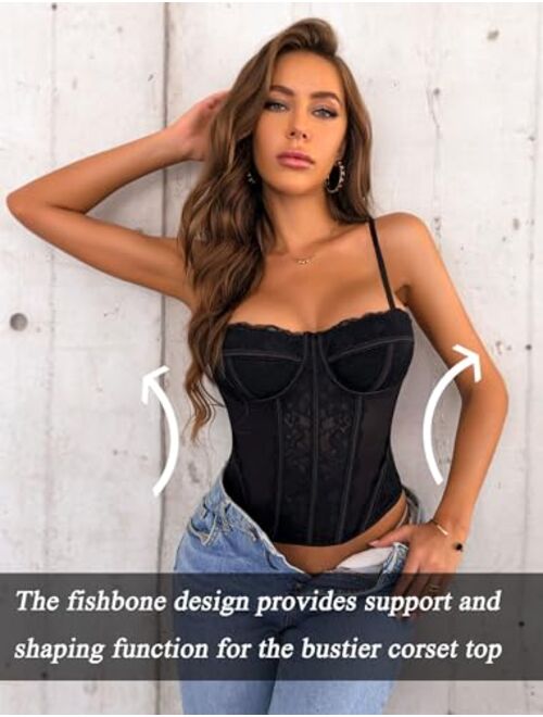 Avidlove Lace Corset Top Corset Tops for Women Sexy Bustier Tops for Women Going Out Vintage Spaghetti Strap Party