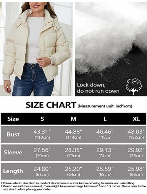 Arssm Womens Puffer Jacket With Hood Cropped Winter Warm Puffy Coat Short Trendy Oversized Quilted Jacket Outerwear Coat