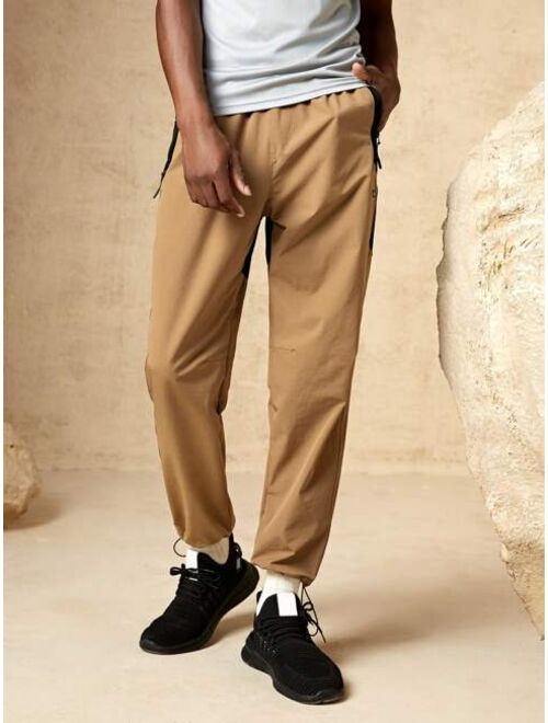 SHEIN In My Nature Men Solid Drawstring Waist Outdoor Pants