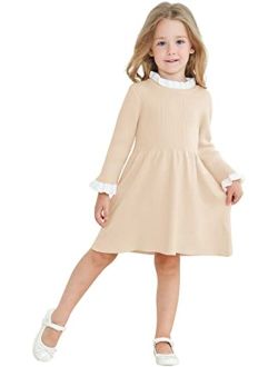RAISEVERN Toddler Girl Sweater Dresses Kids Knit Fall Winter Long Sleeve Dress for 12M-5T