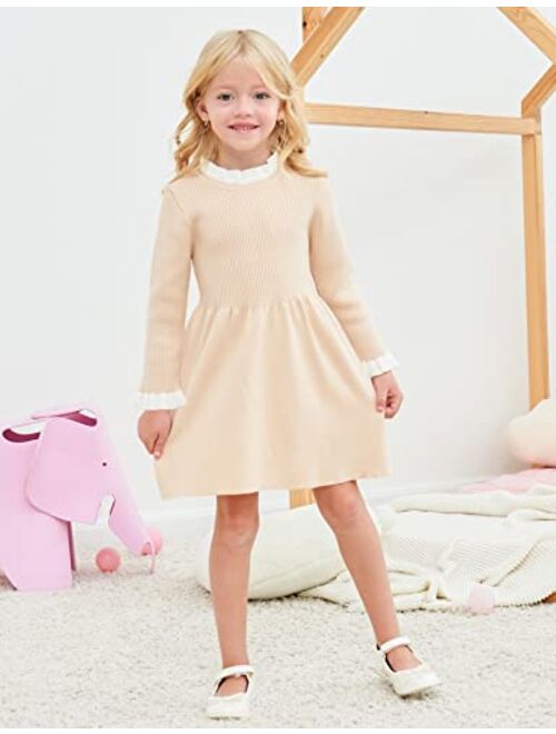 RAISEVERN Toddler Girl Sweater Dresses Kids Knit Fall Winter Long Sleeve Dress for 12M-5T