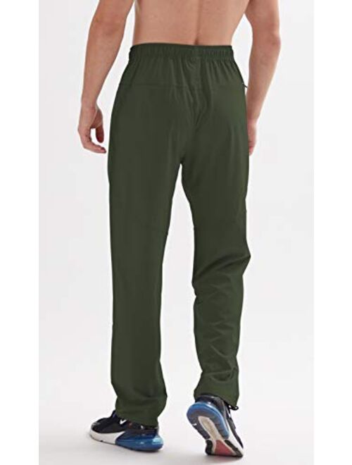 AIRIKE Men's Elastic Waist Hiking Pants Water Resistant Quick-Dry Lightweight Outdoor Sweatpants with Zipper Pockets